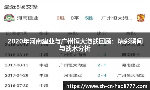 2020年河南建业与广州恒大激战回顾:精彩瞬间与战术分析